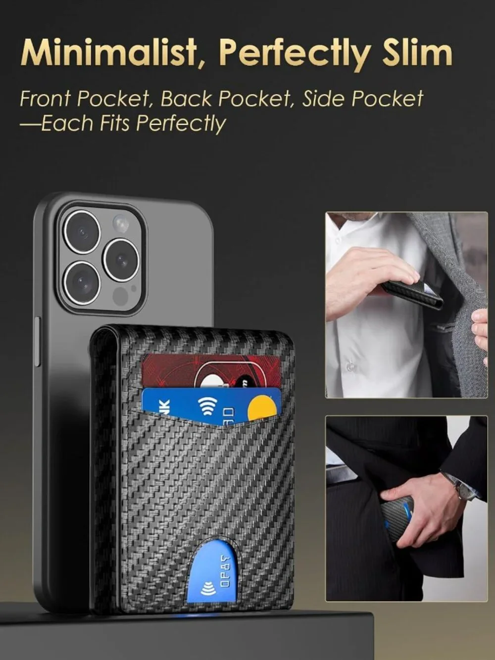 Slim Minimalist RFID Blocking Wallet for Men - Bifold Credit Card Holder with ID